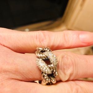Belmont Curb Link Narrow Ring With Pavé Diamonds 2025